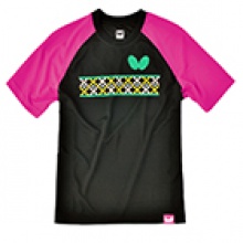 蝴蝶BUTTERFLY 運(yùn)動(dòng)T恤 BWH-818-0218  黑衣紅袖