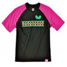 蝴蝶BUTTERFLY 運(yùn)動(dòng)T恤 BWH-818-0218  黑衣紅袖