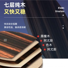 NEXY耐仕乒乓球底板黑騎專業(yè)乒乓球拍7層純木黑檀7同結(jié)構(gòu)底板