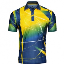 斯帝卡STIGA新款運動短袖 藍黃色運動印花比賽服G1403147